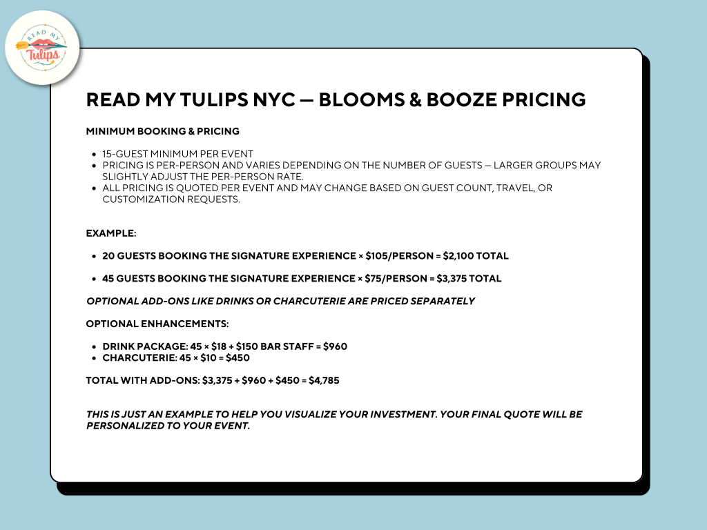 Blooms and booze pricing