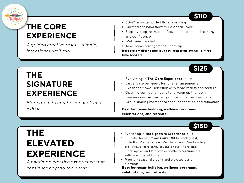 Blooms and booze experiences